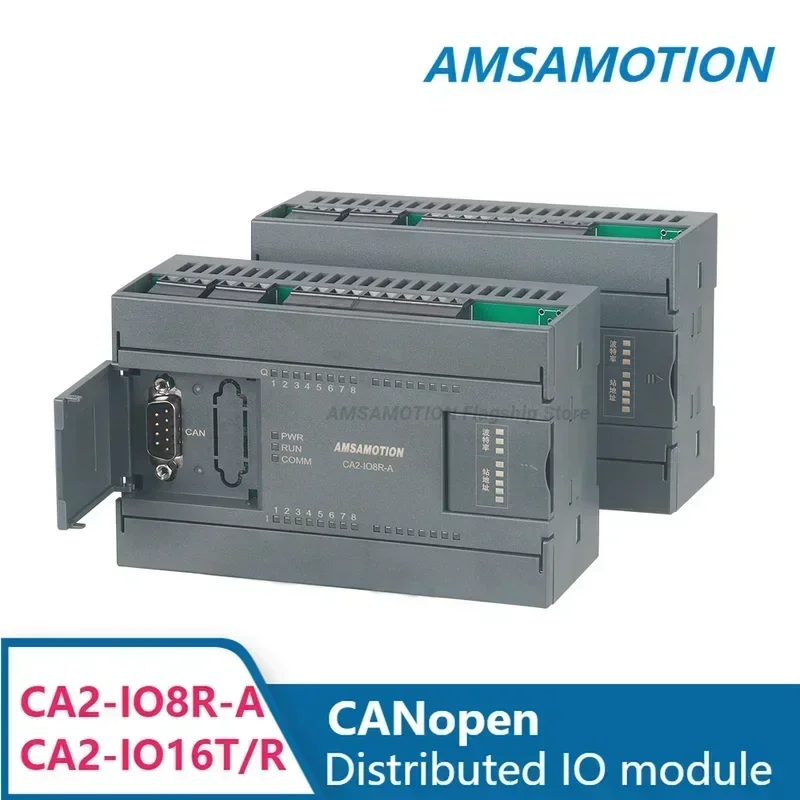 AMSAMOTION CANopen Bus Remote Distributed IO Module CA2A Industrial  Analog RS485 for Schneider Delta Xinje PLC I/O Controller