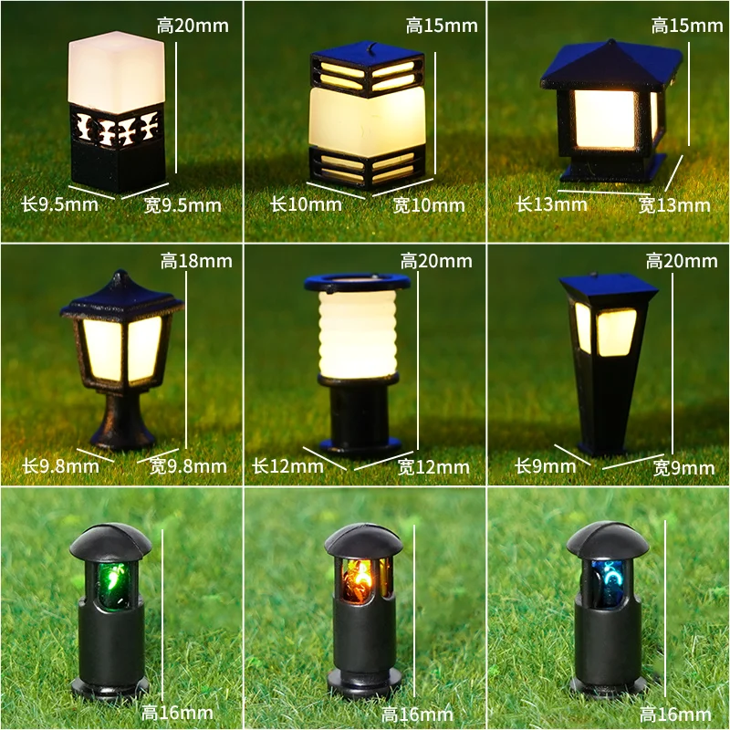 Jardim Lawn LED Lamp, 3V HO Modelo de Escala, Acessórios de trem, Railway Light, Cenário, 3V, 5Pcs