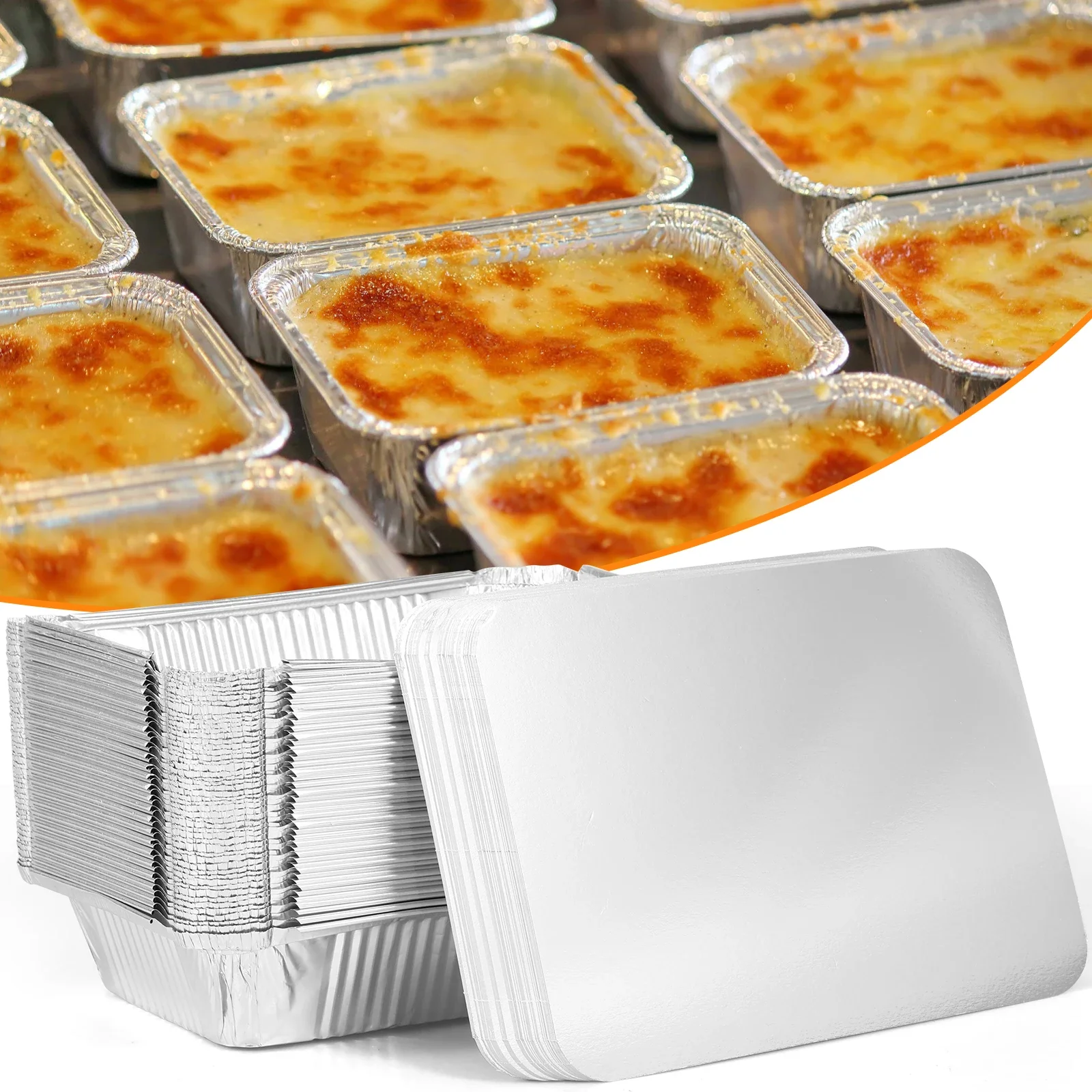 

50pcs 100ml Aluminum Foil Pans Non-Stick Aluminum Foil Baking Tray Rectangle Aluminum Foil Liners Aluminum Foil Containers
