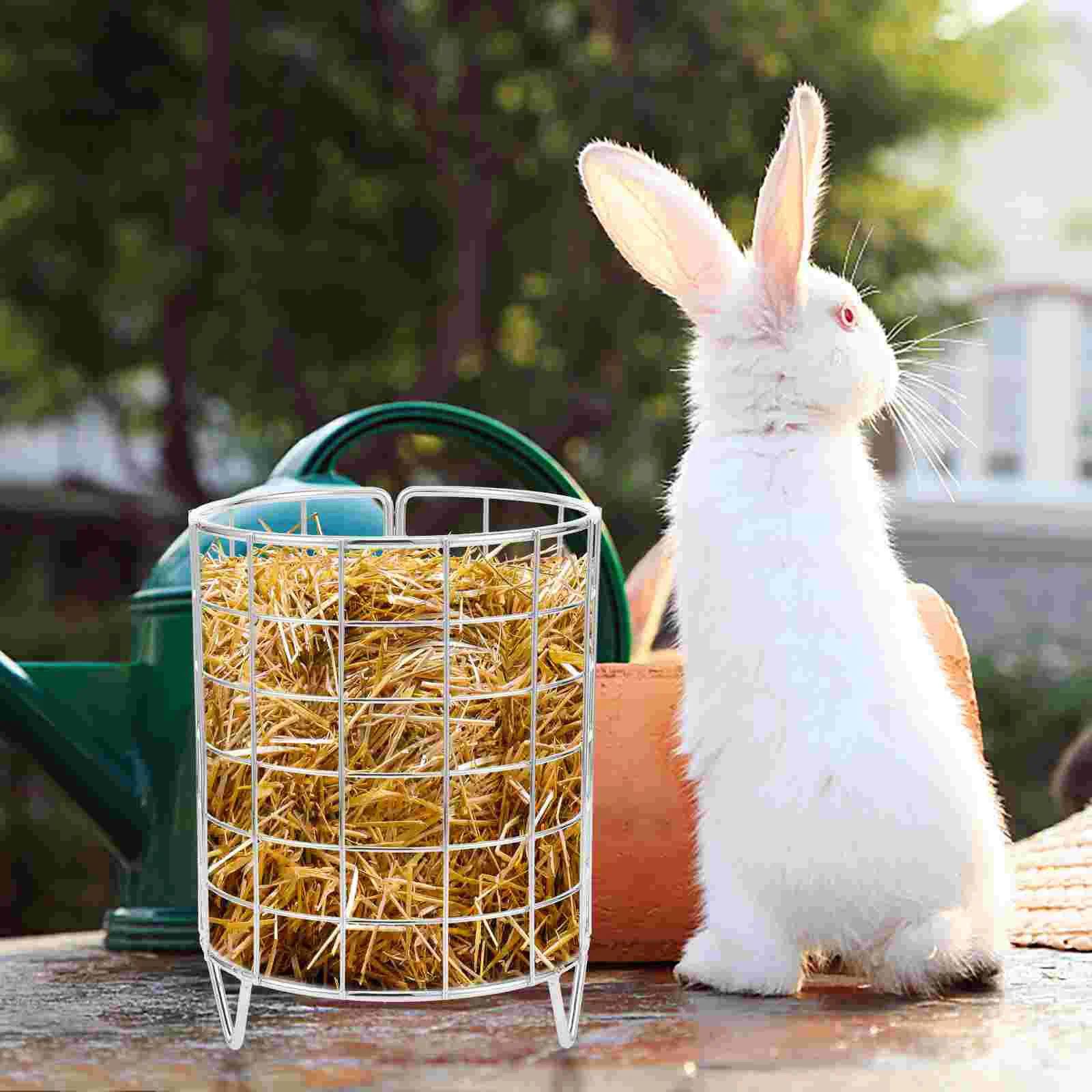 Bunny Cage Rabbit Guinea Pig Hay Rack For Rabbits Accessories Daily Use Feeder Silver