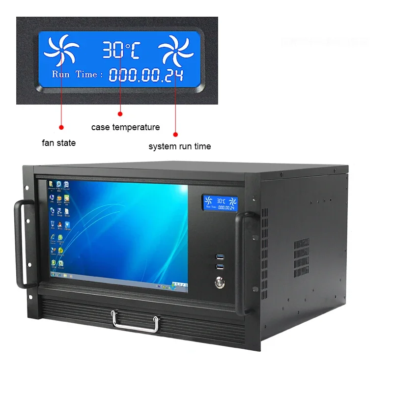 Industrial 6U PC ATX Computer Server Case with Touch Screen for CCTV  Server Chassis 6U with VGA