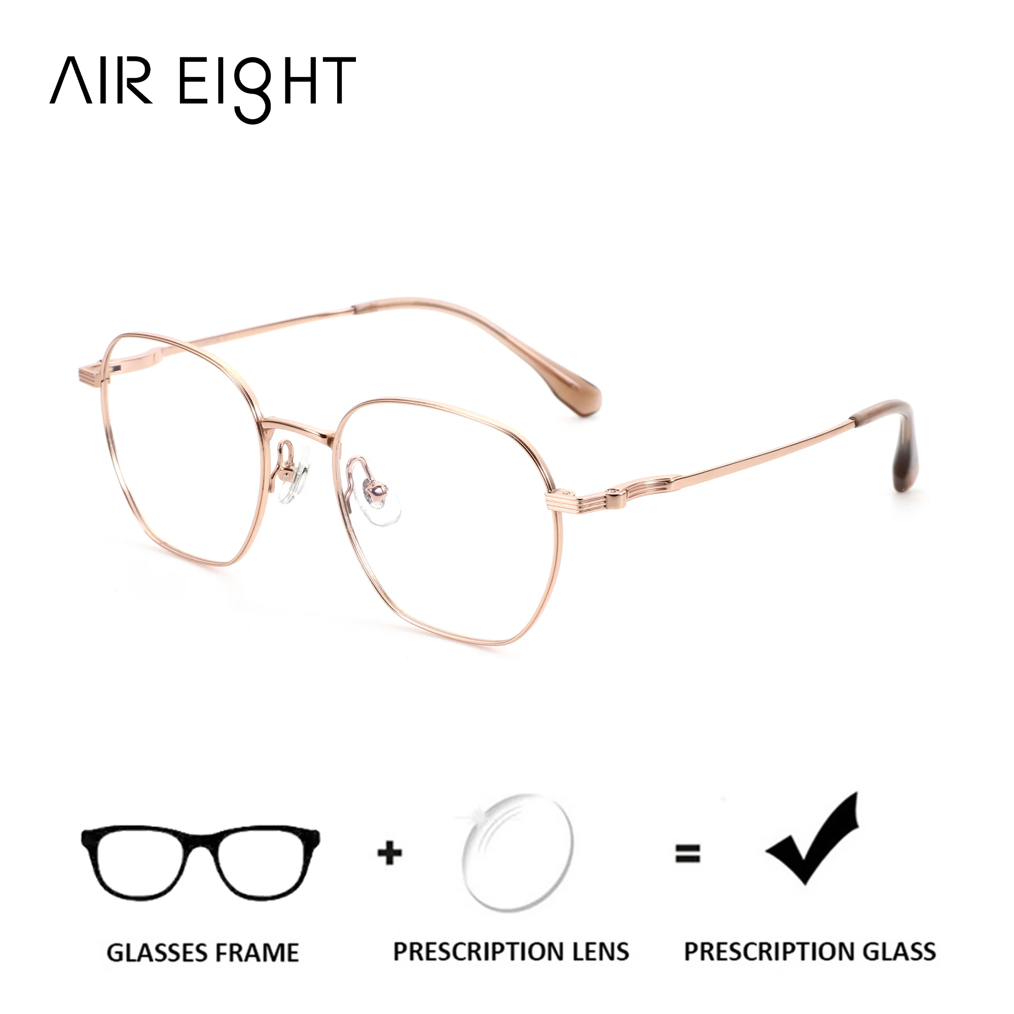 

AIR EIGHT Metal Polygon Prescription Glasses For Men Myopia Optical Glasses Medical Presbyopic Eyeglasses Progressive Lenses