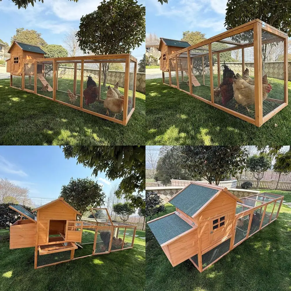 

Outdoor Wooden Chicken Coop for 4-6 Chickens with Run and Nesting Box for Indoor and Outdoor Use