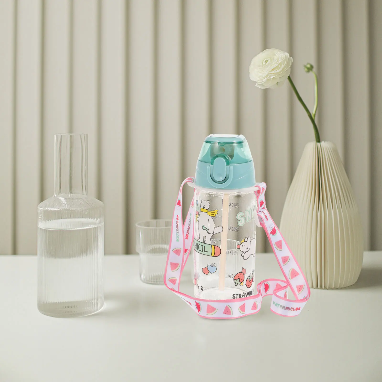 

2pcs Water Bottle Carrier Adjustable Strap for Kids Cartoon Kettle Holder Portable Outdoor Hiking Camping Bottle Storage Straps