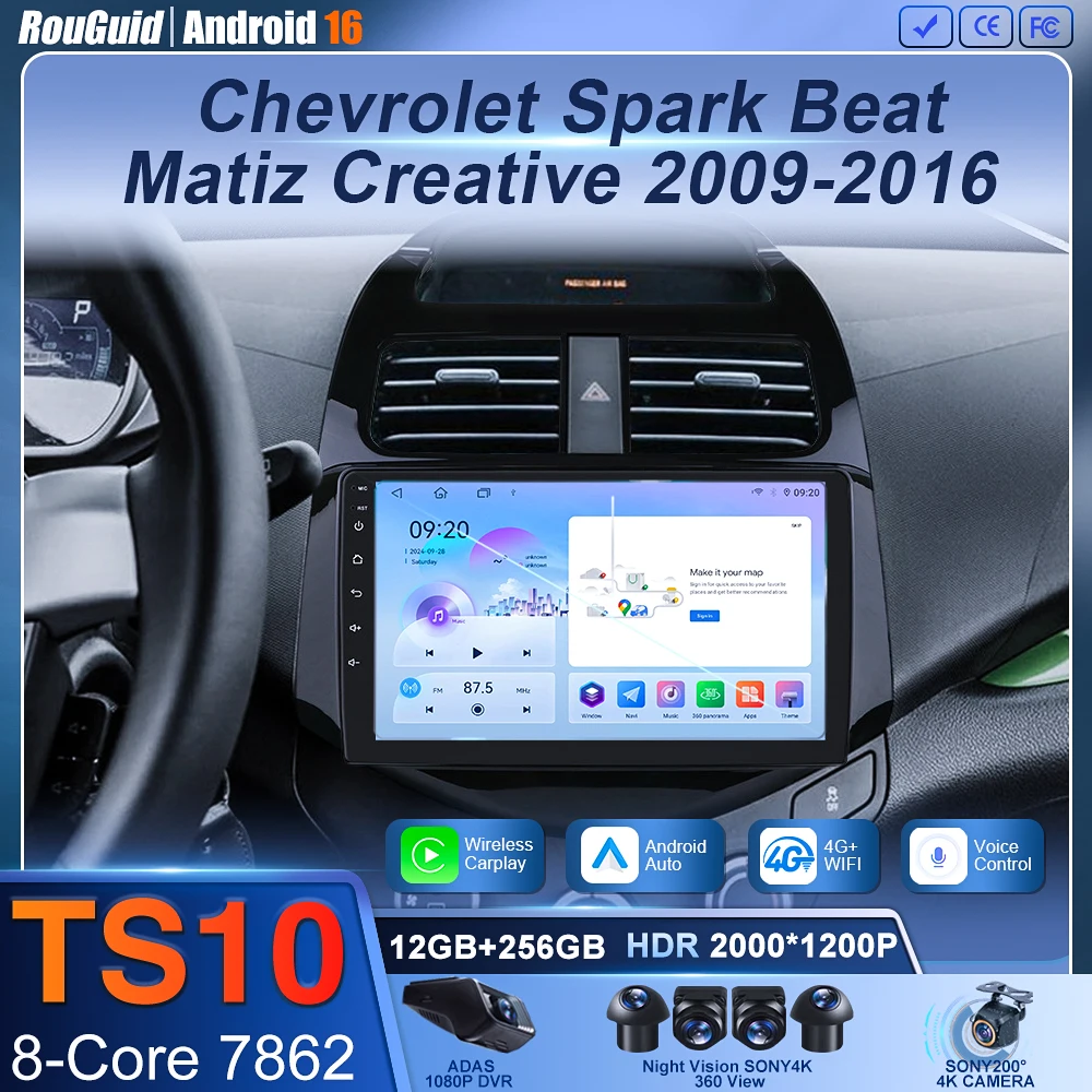 For Chevrolet Spark Beat Matiz Creative 2010 2011 2012 2013 2014 Multimedia GPS Stereo Android 16 video Player Carplay Car Radio
