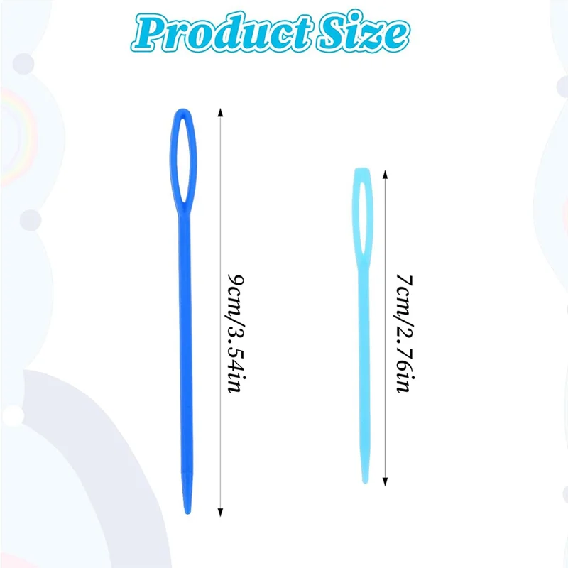 ABNO-إبرة خياطة غزل بلاستيكية 100 قطعة عين كبيرة 2.76 و 3.54 بوصة 2 أحجام مختلفة إبرة غزل أدوات جلد أمان ملونة