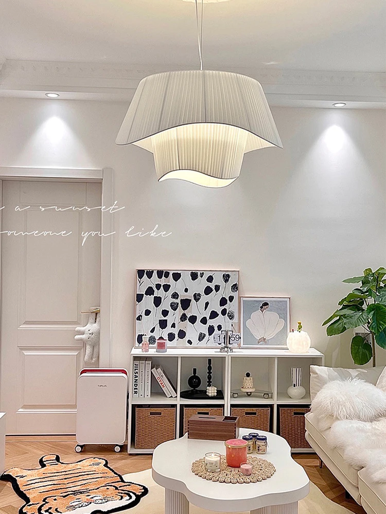 Fabric Pendant Light for Bedroom White Home Decor Lamp Nordic Simple Design Hanging Light Modern Suspension Chandelier Fixtures