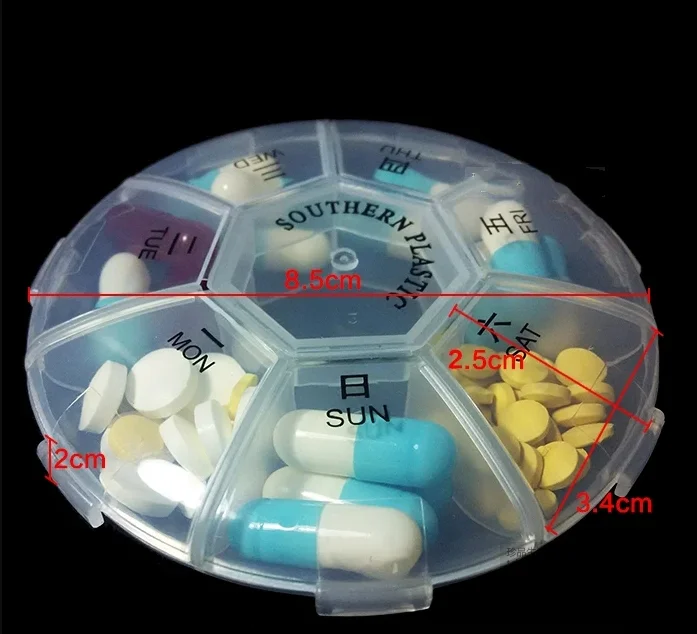 Portable pill case 1 week 7 grid Drug storage box free shipping