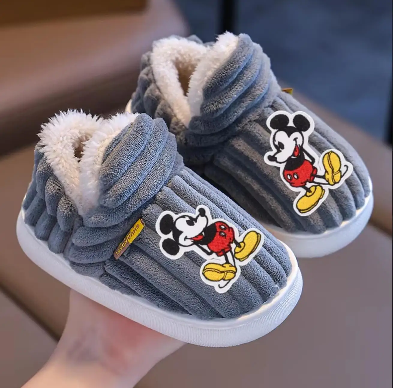 

Disney Mickey Mouse Children's Cotton Slippers Winter Boys Baby 1-10 years old Warm Indoor Home Children Girls Cotton Shoes