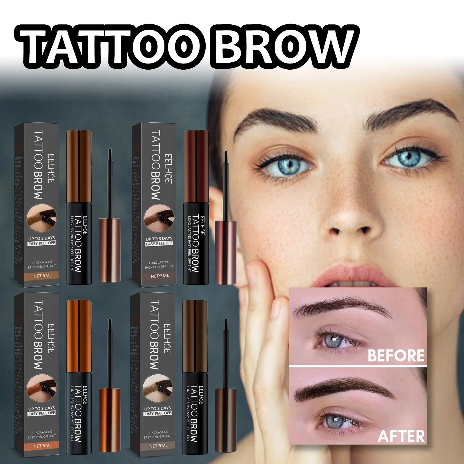 Tear Dye Eyebrow Balm Waterproof Sweatproof Non-blend Create Three-dimensional Natural Wild Eyebrows Tattoo Cosmetics Wholesale