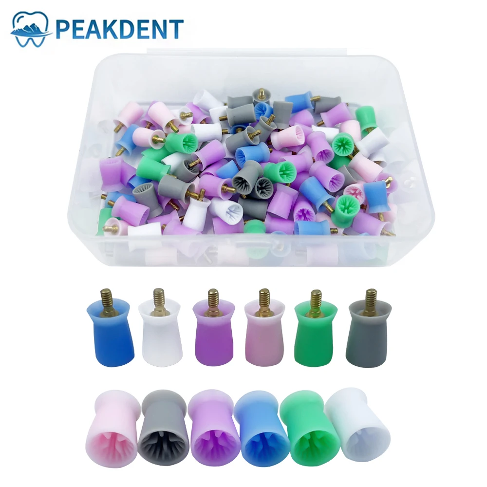 

100PCS Dental Polishing Head Cup Shape Silicone Latch Type Polishing Brush Cup for Dentistry Low Speed Handpiece