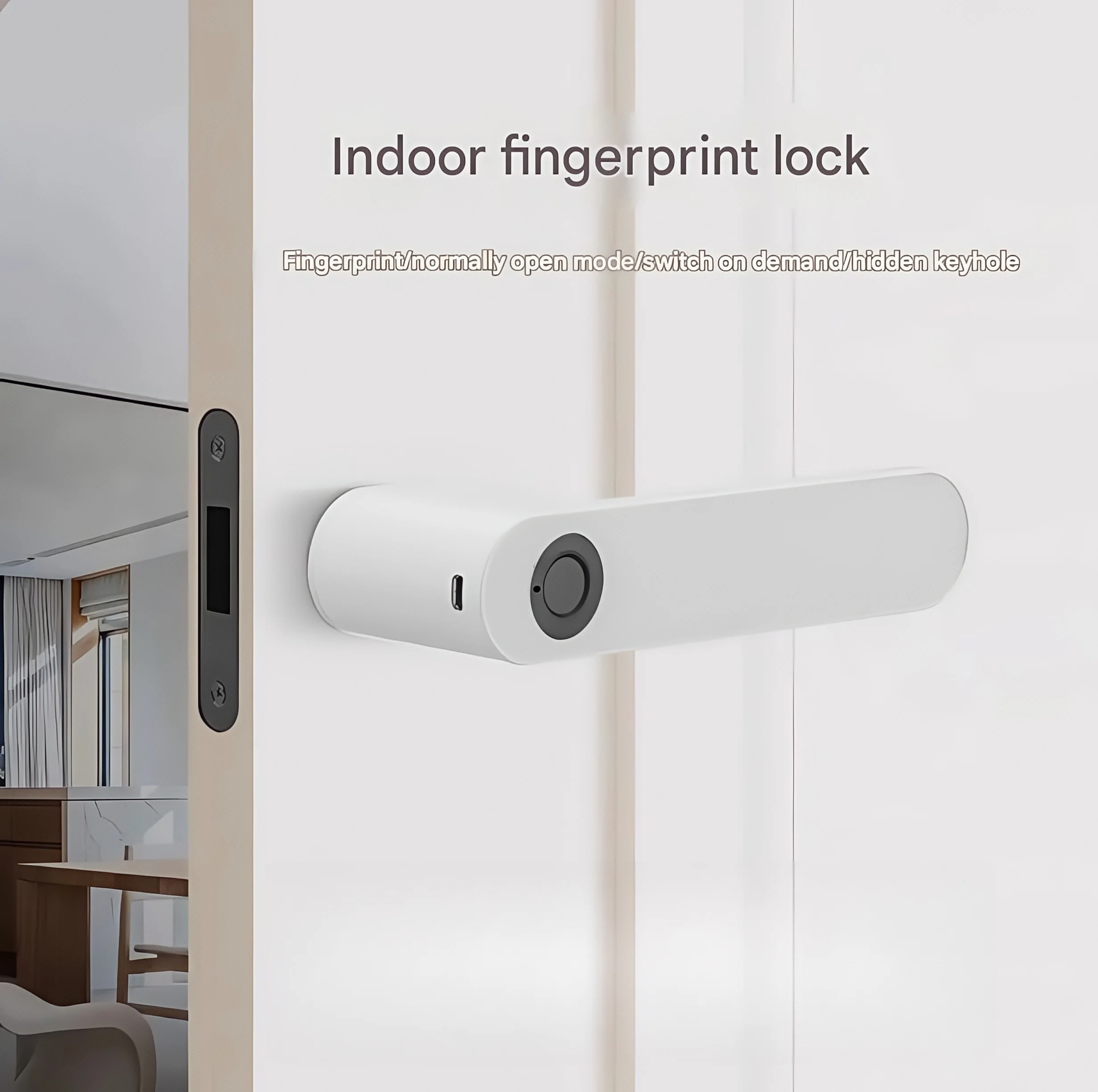 Cerradura de puerta de madera con huella dactilar, cerradura inteligente para oficina, cerradura de puerta invisible para interiores, puerta ecológica, cerradura electrónica blanca para puerta de dormitorio
