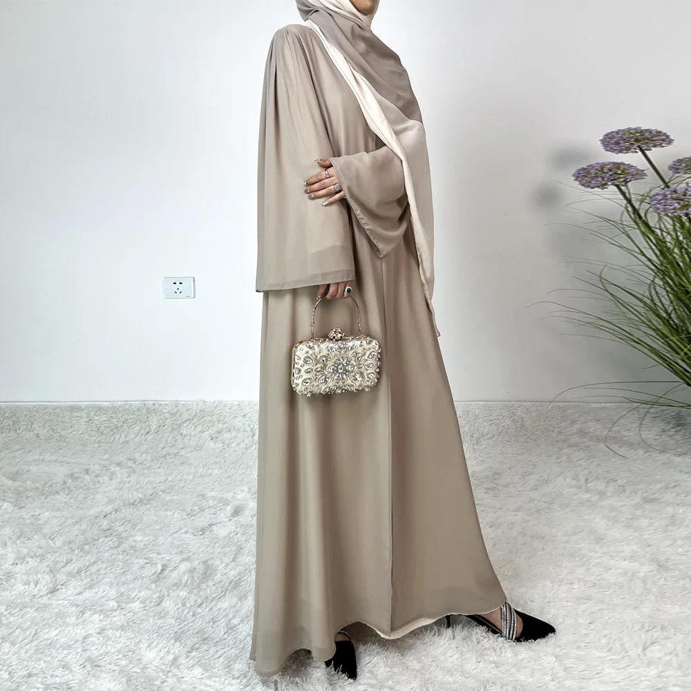 

Muslim Abayas Loose Kaftans Prayer Dress Full Sleeve Islamic Clothing Women Dubai Robe Ramadan Dresses Solid Color Modest Dress