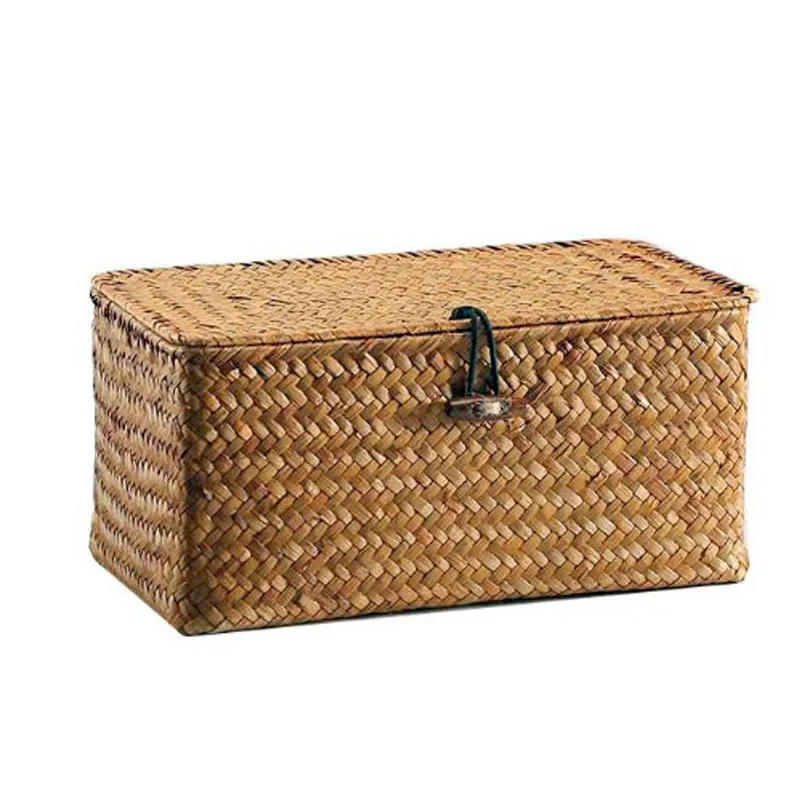 Cesta de bambú tejida que restaura maneras antiguas con caja de regalo de mano cubre el escritorio para recibir cestas contenedor estuche de almacenamiento