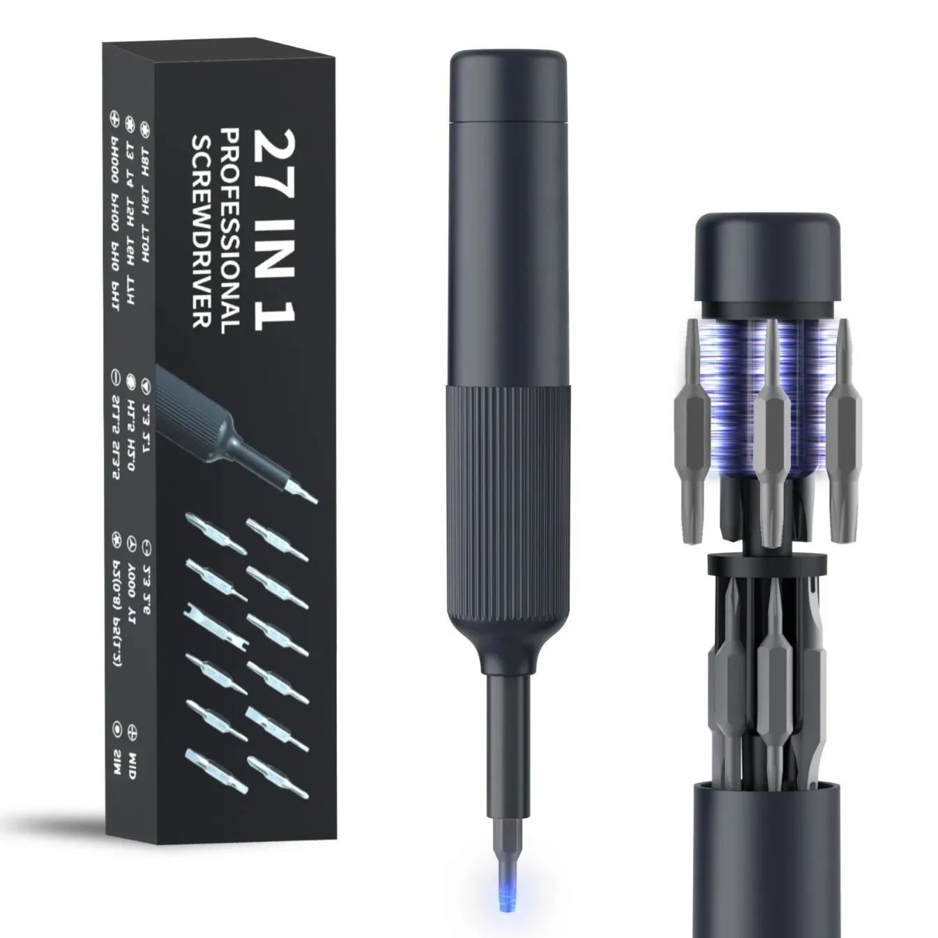 

27-in-1 Precision Screwdriver Set - Magnetic Torx/Phillips/Hex Bits for Electronics & Car Repair (Portable EDC Kit)