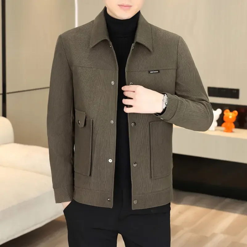 2024 Autumn Casual Business Jackets Men Slim Fit Social Office Outwear Korean Fashion Lapel Outwear Streetwear Windbreaker