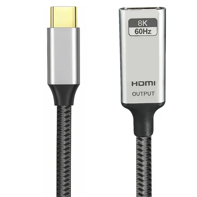HDMI Compatible Female to Type-C Male 2.1 Active Short Wire (Aluminum Shell Version) CH7218A Chip Support 8K@60Hz / 4K@120Hz