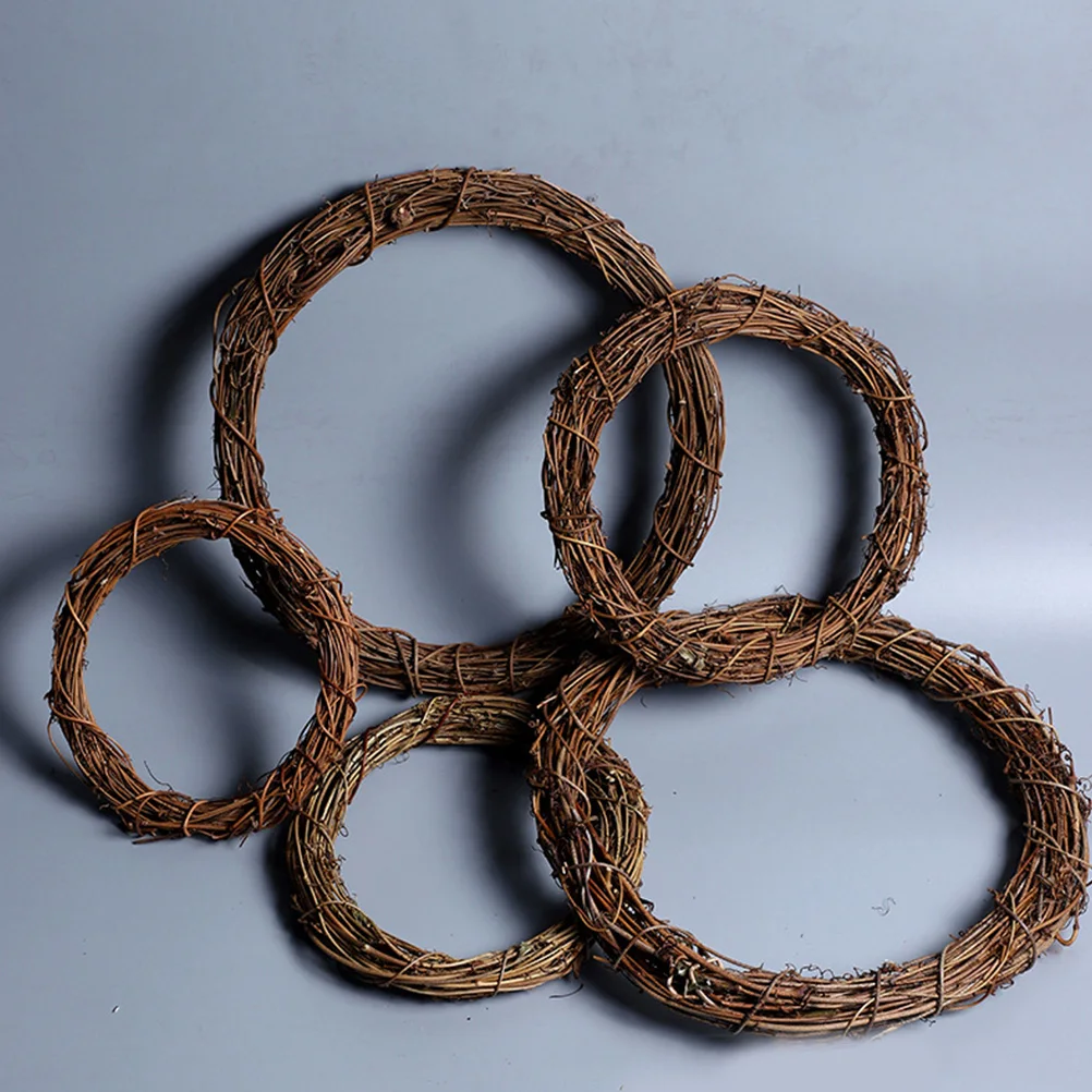 

2 Pcs Rattan Wreath DIY Natural Christmas Dreamcatcher Hoops Holiday Accessories Craft Supplies