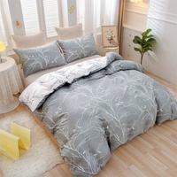 3PCS Branch printing  Gray and White Botanical Geometric Printing Bedding (1 duvet cover + 2 PILLOWCASES) NO pillow core