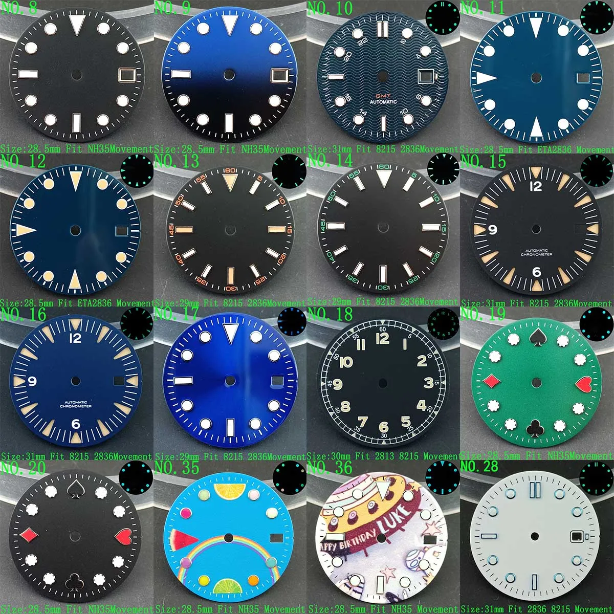 مشاهدة أجزاء الاتصال الهاتفي 28.5 مللي متر 29 مللي متر 31 مللي متر الليزر العقيم التدرج لون نقي الطلب مضيئة مناسبة ل NH35 NH36 ايتا 2836 2824 ميوتا 82