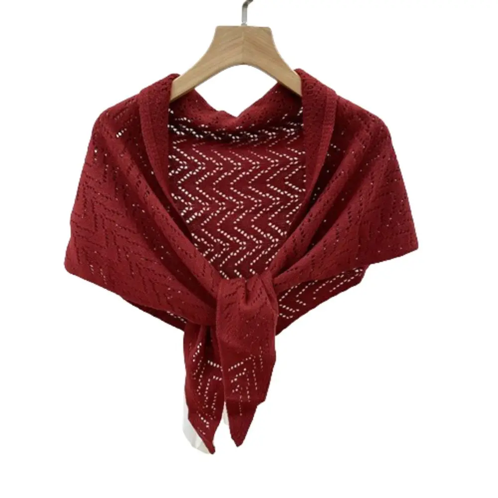

Sweet Triangle Shape Striped Cutout Cape Terylene Korean Style Stripe Knitted Shawl Youthful Warp Knitting Shoulder Scarf Female