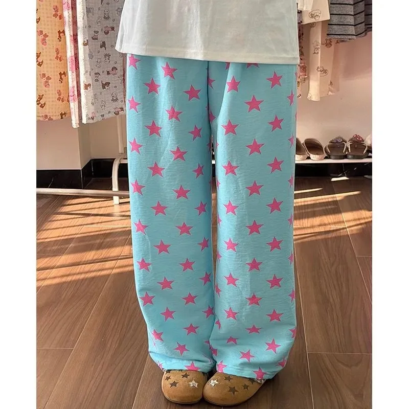 Cute Lazy Wind Casual Spring and Summer New Cloud Cotton Loose Walking Pants Home Pants Pajama Pants Outer Wear