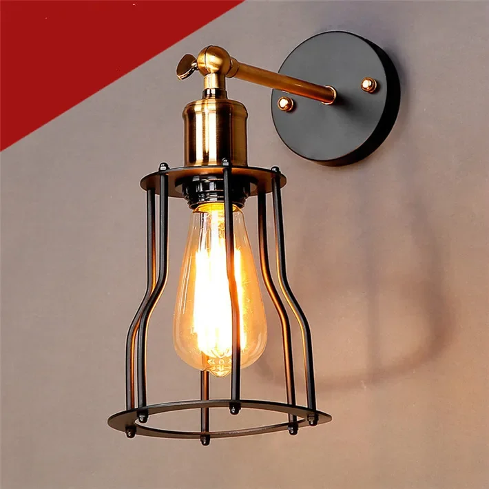 

Vintage Industrial Lighting Wall Lights E27 Country Small Black Metal Lamps Edison Light Fixtures