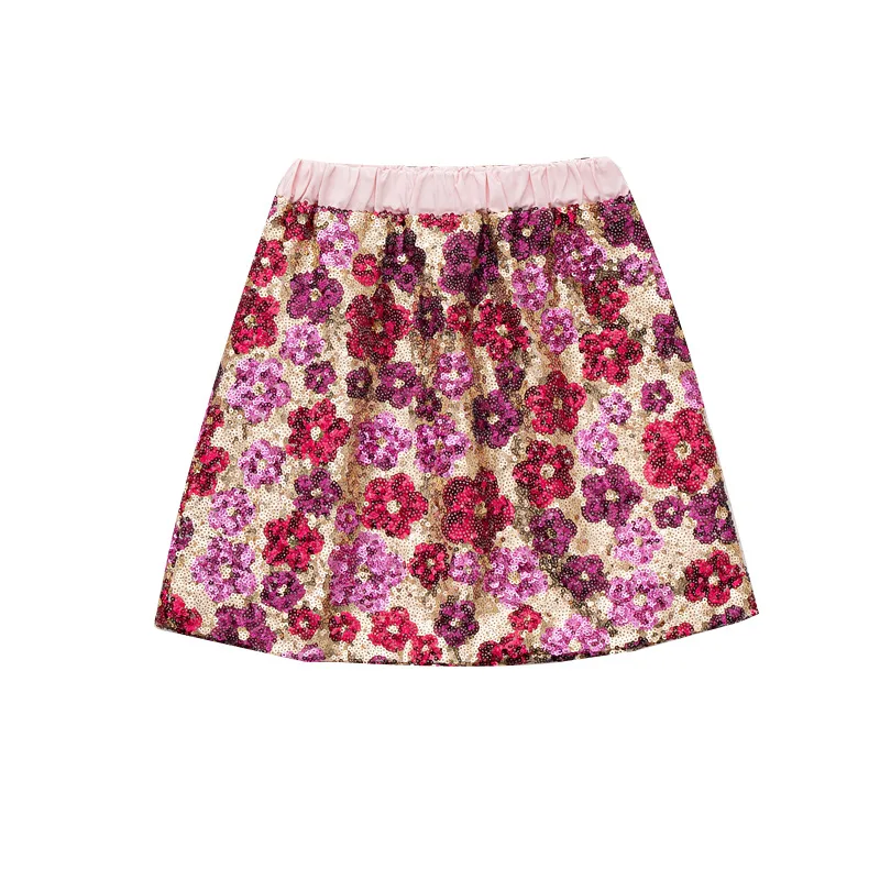 

Girls Skirt Sequin Flower Fashion A-line Short Skirt for Kids Embroidered Elegant Princess Autumn Winter Teen Children Costumes