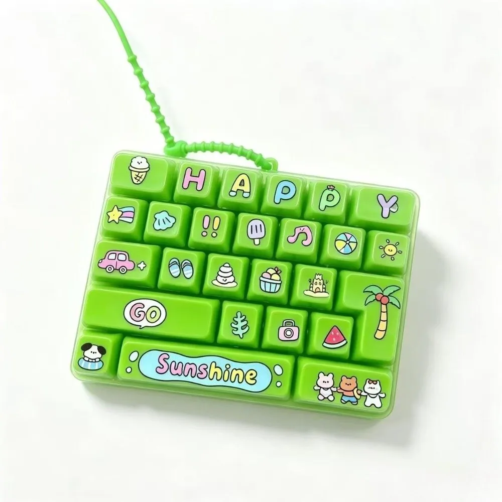 Sensorischer, mehrfarbiger 26-Tasten-Schlüsselanhänger, 26-Tasten-Gitter, Cartoon-Fidget-Mini-Tastatur, mechanischer Schlüsselanhänger, Handentspannung – Detail 7