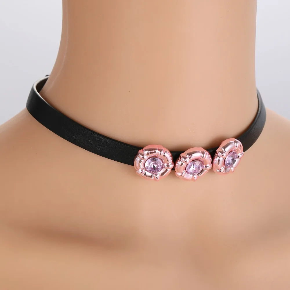 2025MINBA 3 سلسلة الدوبامين متعددة الزهور الجلدية الساخن فتاة الترقوة سلسلة المختنق حلقة عنق KTV الإناث الأكثر مبيعا طوق