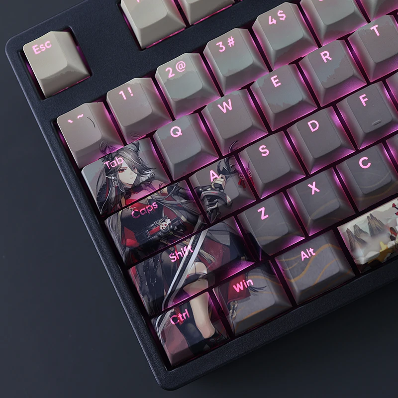 108 Keys/set Arknights Qiubai Keycap PBT Dye Subbed Backlit Keycaps Anime Gaming Key Caps For ANSI 61 87 104 108 Layout Keyboard