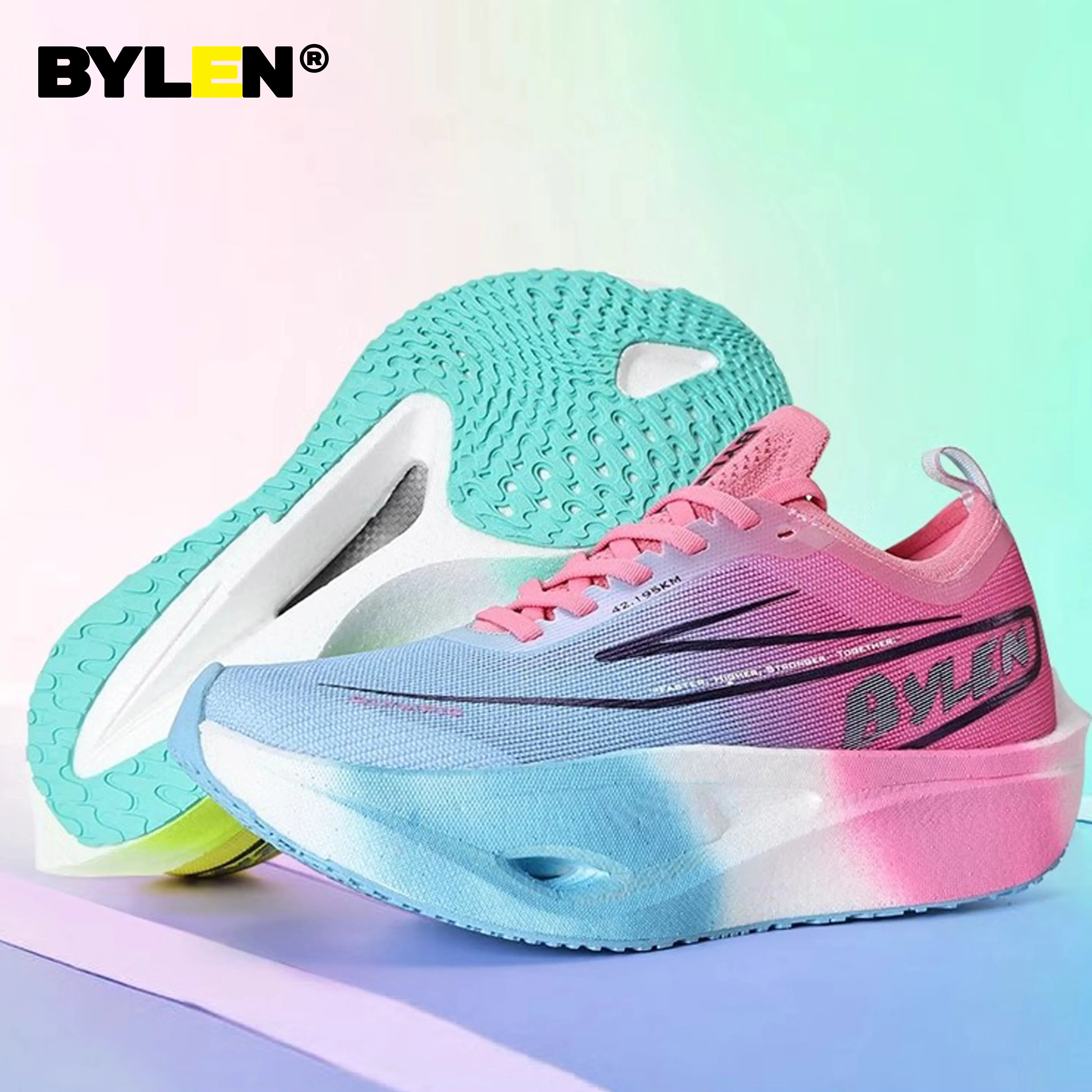 BYLEN Full Palm Carbon Plate Sneakers Men Professional Marathon Racing Running Shoes High Quality Shoes Comfortable Sports Shoe