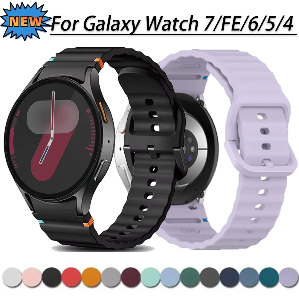 Официальный силиконовый ремешок для Samsung Galaxy Watch 7/FE/6/5/4, спортивный браслет Galaxy Watch 5 Pro 6 4 Classic 47 мм 43 мм Correa
