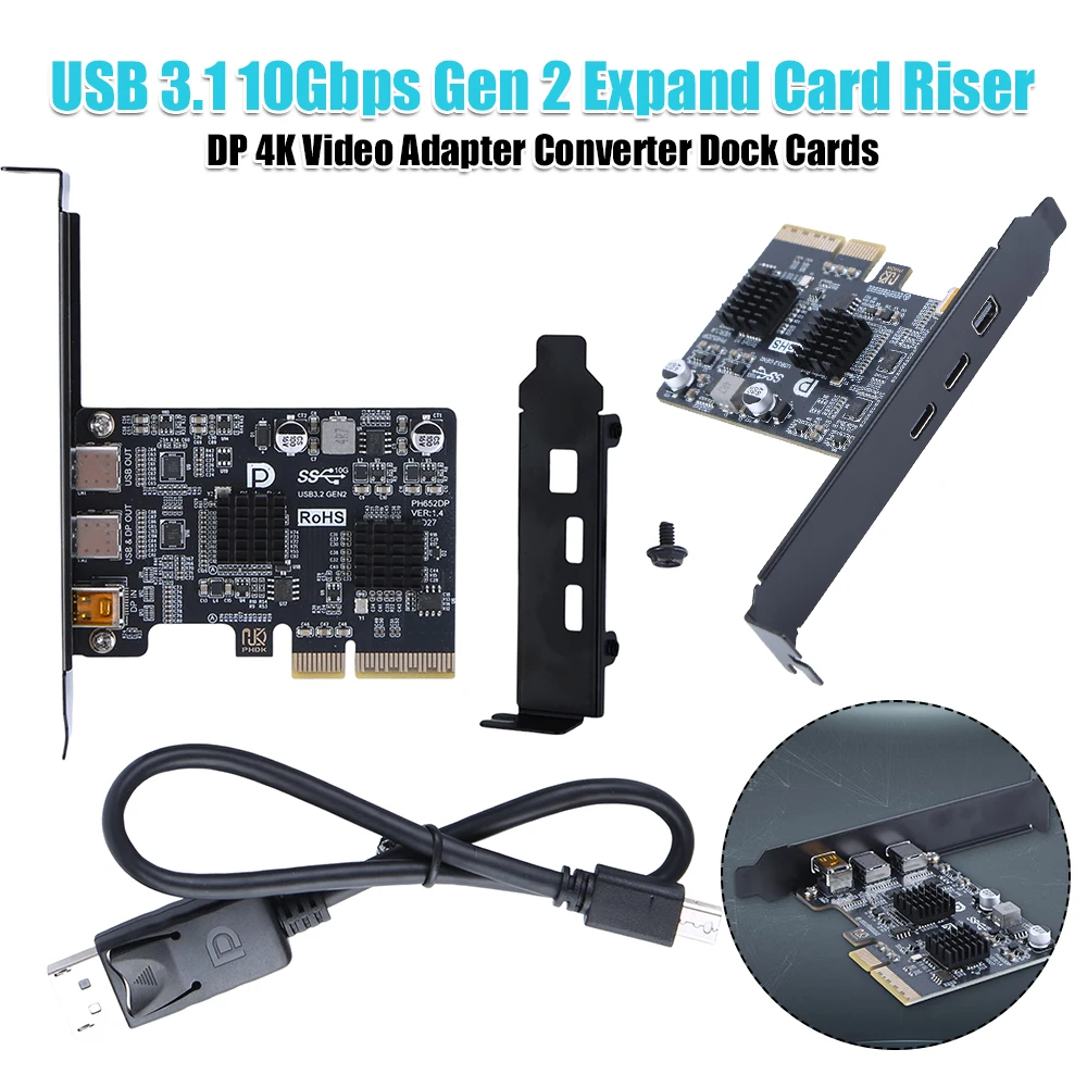 

Карта расширения Type-C с контроллером ASM3142, док-станция с двумя портами USB-C, адаптер для подключения монитора через порт Type-C