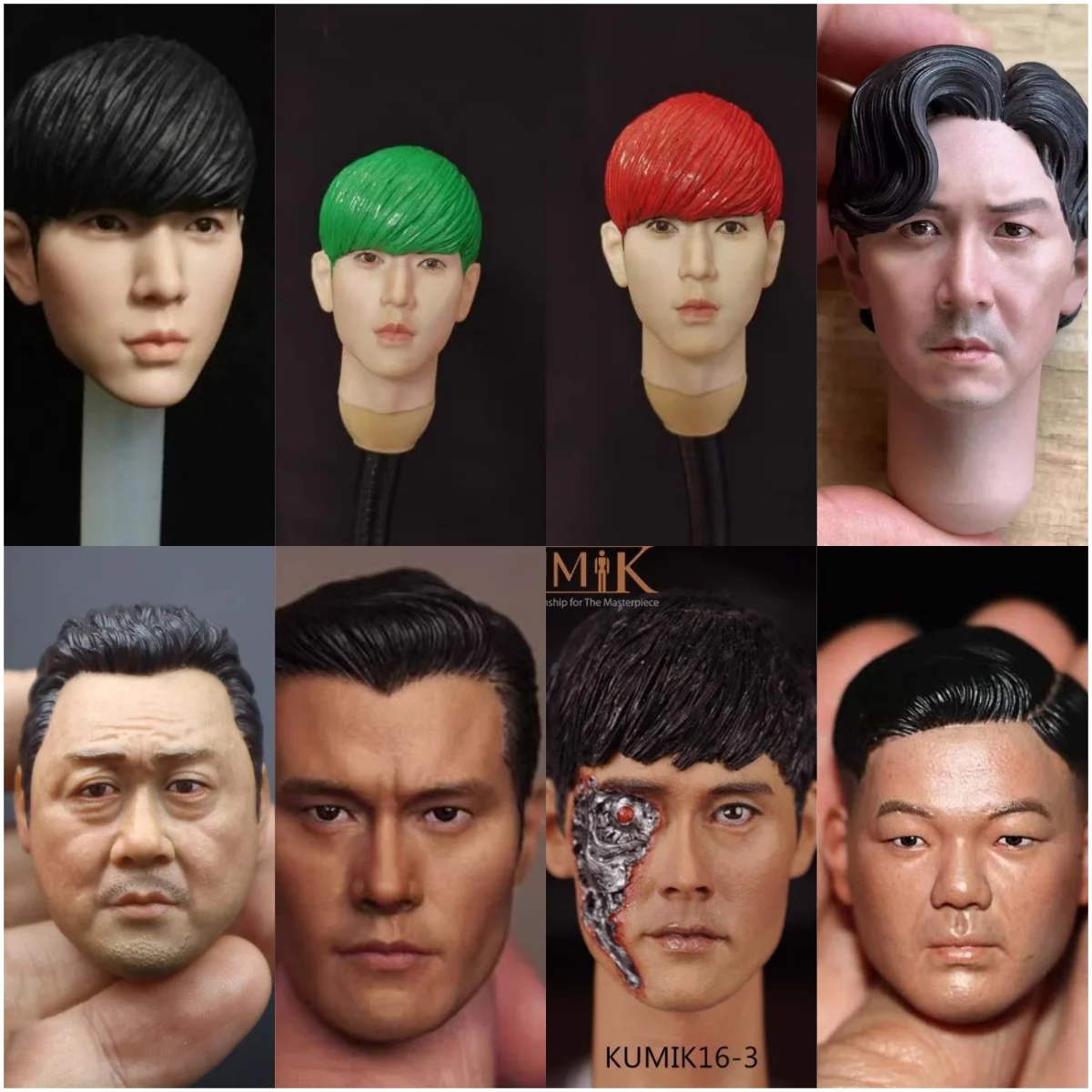 1/6 Scale Korean Head Carving Do Min Joon Tong-Seok Ma Lee Byung Hun Lee Jung Jae Head Sculpt for 12in Action Figure Gift