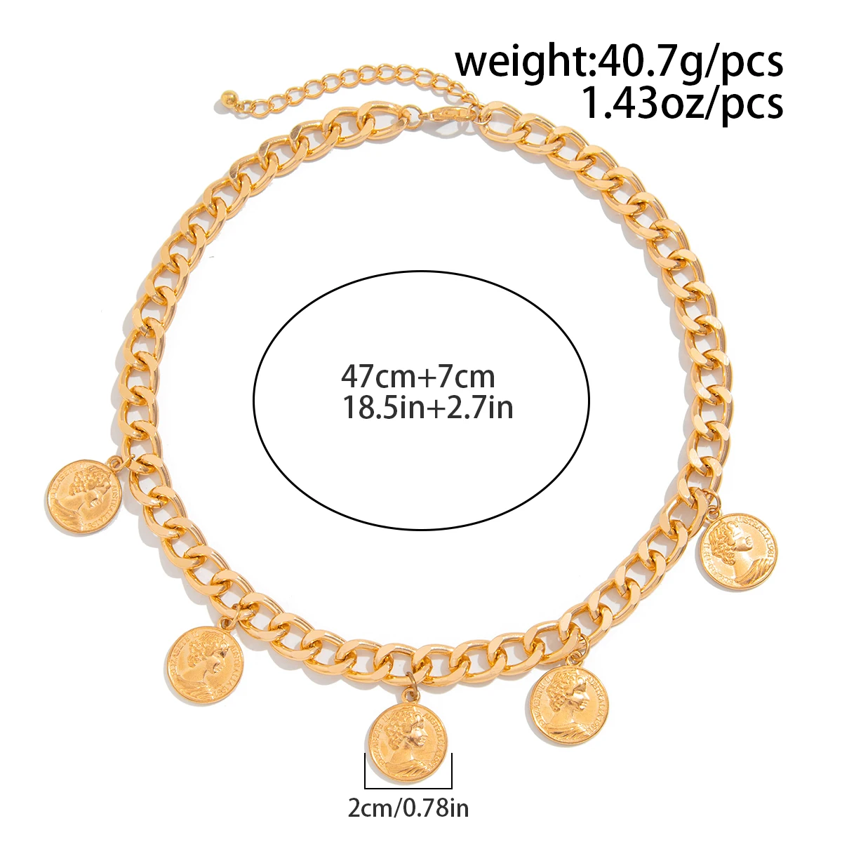 Salircon Exquisite Female Relief Coin Pendant Choker Necklace Bracelet Women Simple Luxury Party Banquet Fashion Jewelry Sets