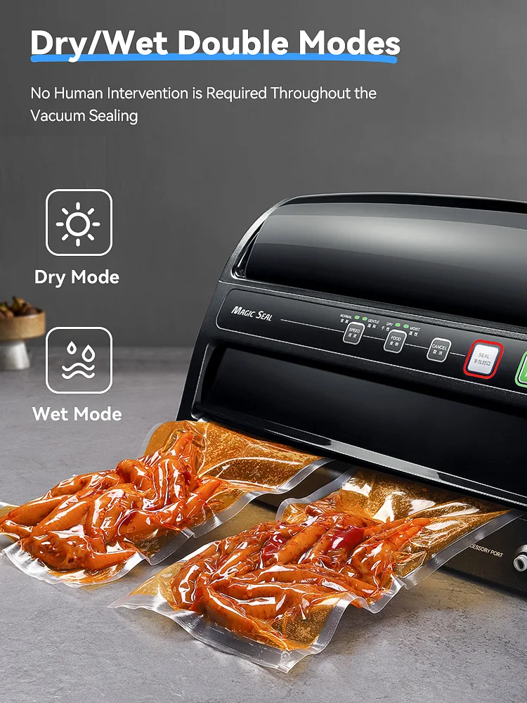 MAGIC SEAL MS1160 Food Vacuum Sealer Packaging Machine Home Professional Plastic Bag Sealer Automatic Commercial SealingMachine