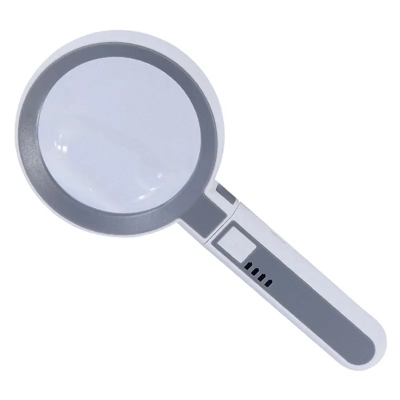 Rechargeable Folding Handheld Magnifier with 18 LED Light Foldable Desktop Magnifying Glass for Jewelry Appraisal Reading Repair