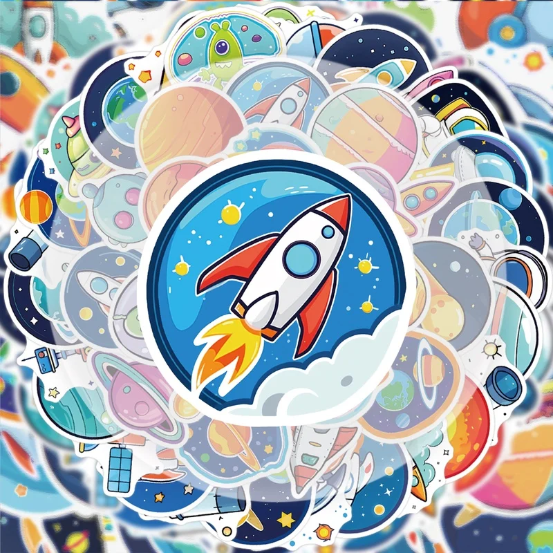 50 Hand-Drawn Planet Graffiti Stickers, Vibrant Stickers Suitable for Decorating Water Bottles, Laptops, Cell Phones, Suitcases, Skateboards, Guitars, Gift Boxes, and Party Decorations
