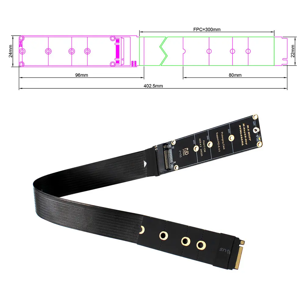 M.2 NVME NGFF M-Key SSD Extension Cable Solid Drive Riser Card (Model A)