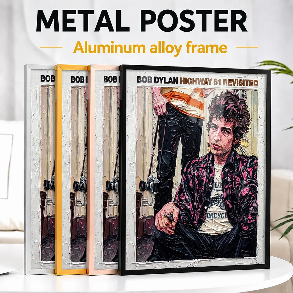 Bob Dylan Highway 61 Revisited Album Cover Framed Metal Print Personalized Songwriter Legacy Wall Art Ideal For Room Or Fan Gift