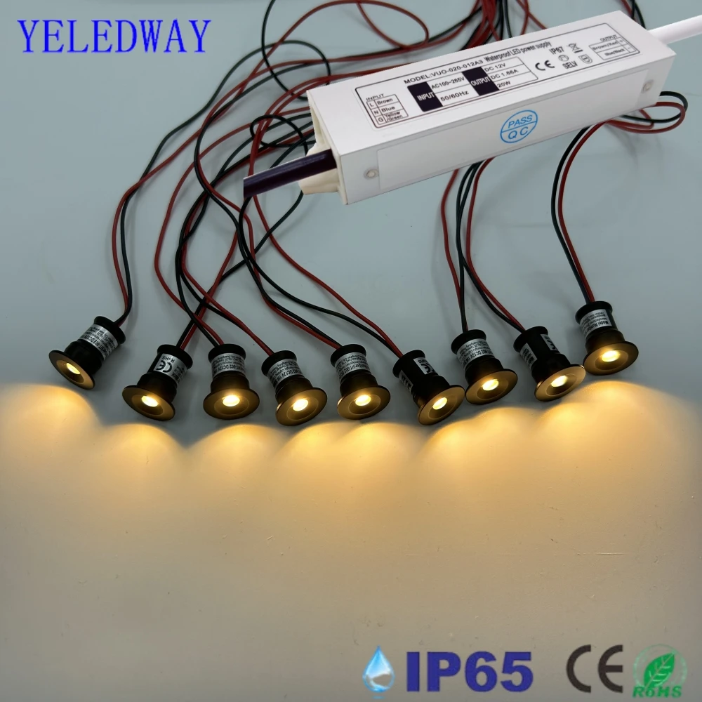 Mini LED Spot Lights 12V 1W Ceiling Spotlights With Driver AC220V Cabinet Showcase Light IP65 Downlights Bedroom Corridor Lamps