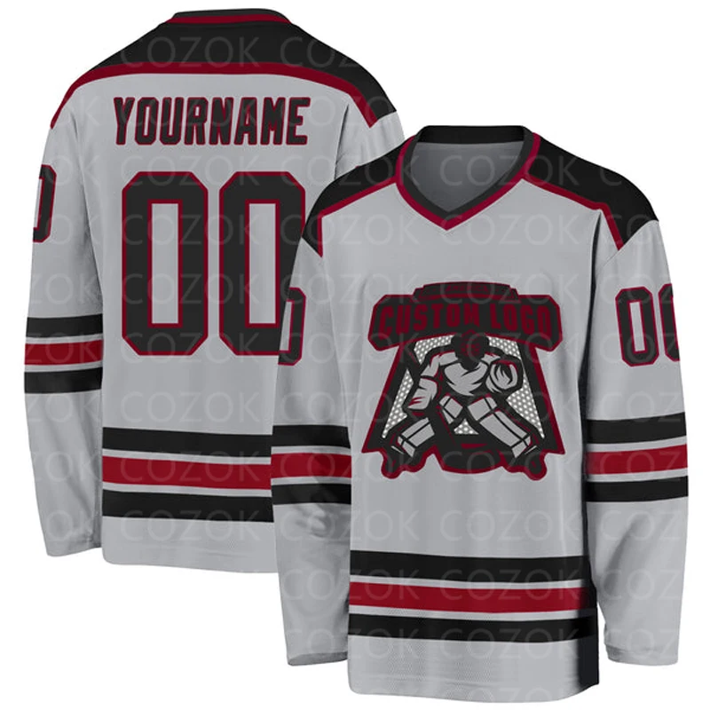 Camiseta de Hockey sobre hielo para hombre y mujer, Jersey de entrenamiento de competición con logotipo de nombre y número, impresión 3D