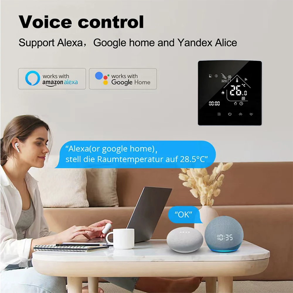 Caldeira a gás termostato wifi tuya casa inteligente termostato de aquecimento aplicativo móvel controle remoto vida inteligente funciona com google casa alexa