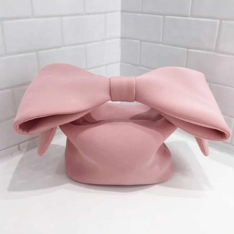 2024 Spring/Summer Woman New Personality Pink Color Spliced Bow Many Wear Methods Handbag All Match Evening Clutch Bags Cute