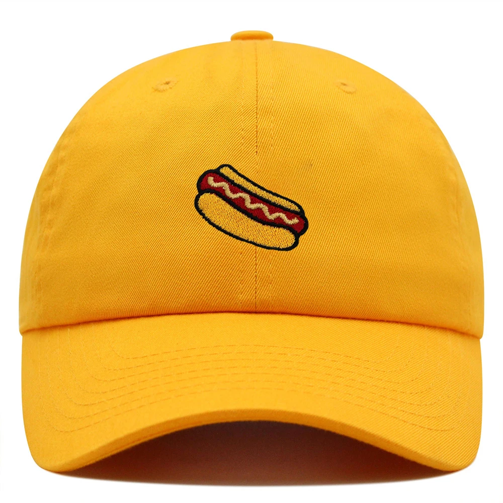 Hotdog Embroidered Dad Hat Sausage Baseball Cap Cute Woman Summer Cotton Sun Hat Man Trucker Hats Adjustable