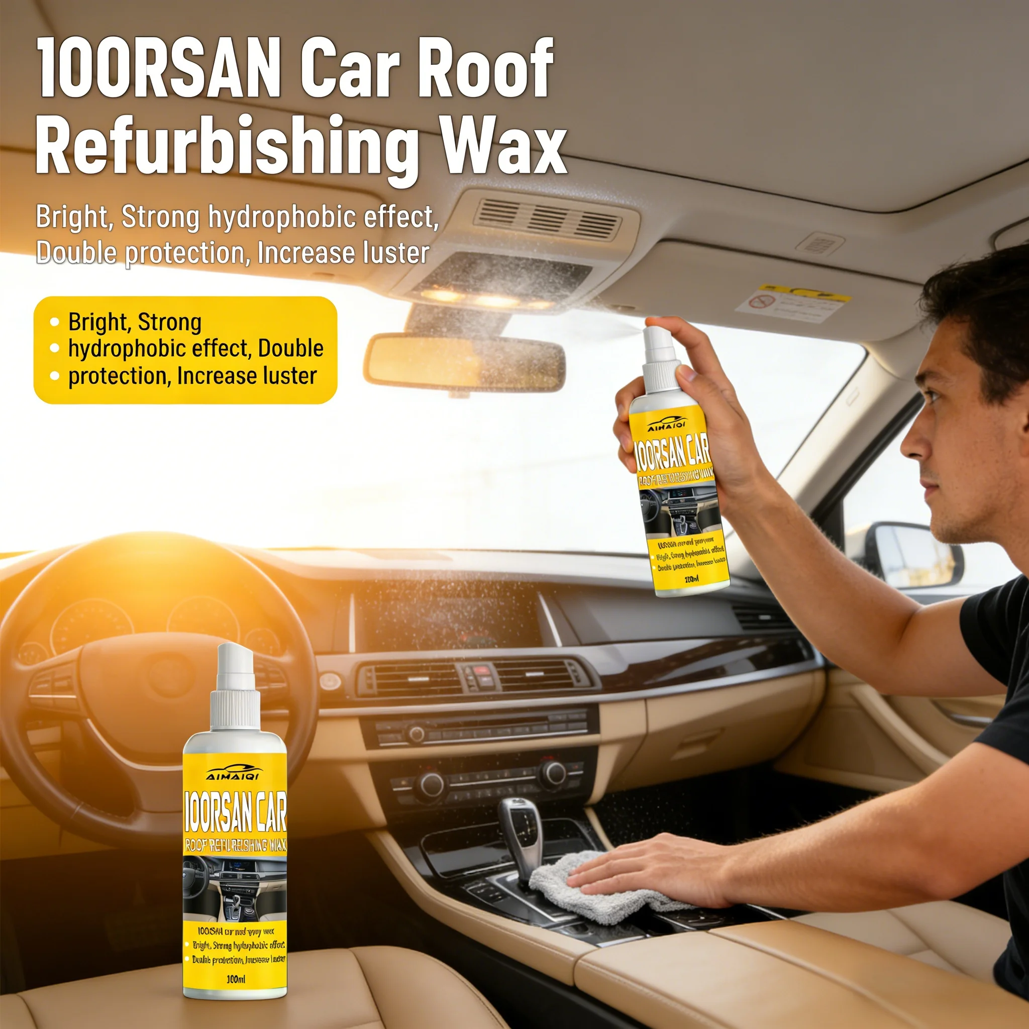Car Leather Restorer & Conditioner - Restores Faded Seats, Steering Wheel & Interior Trim, Repairs Cracks, Prevents Aging & UV D
