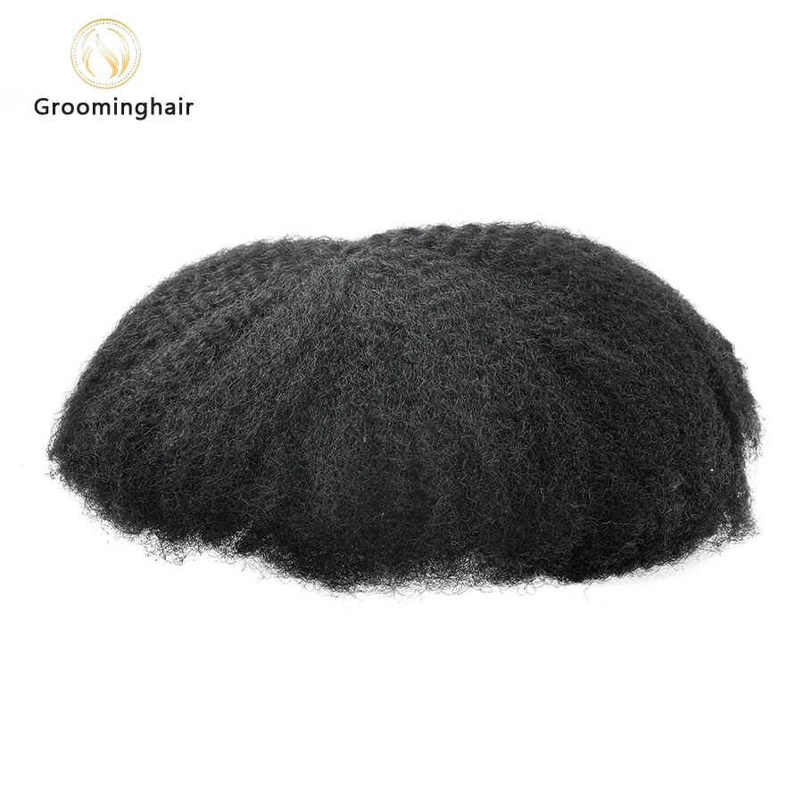 New 6mm Full Lace Afro Men Toupee Breathable Male Wigs Capillary Prothesis Human Hair For Men Wigs Natural Hairline Hairpiece