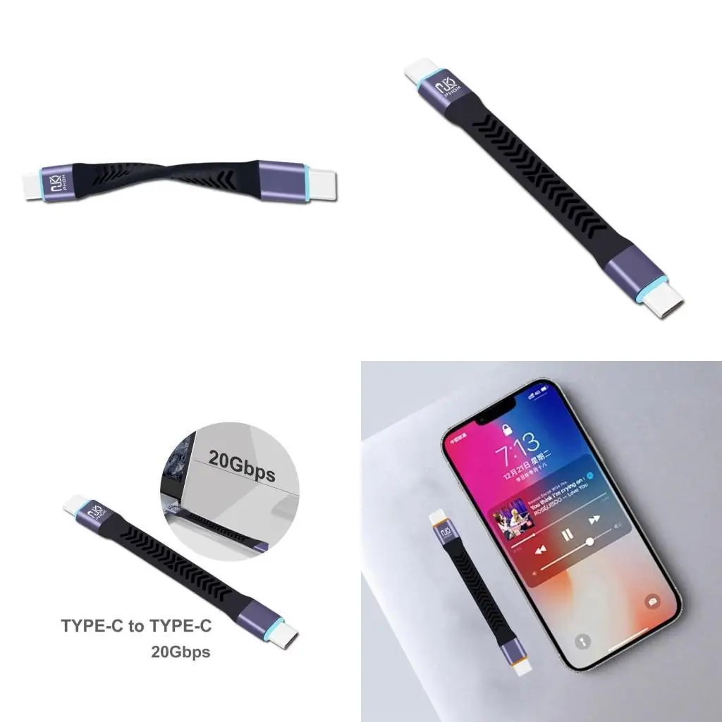 

Y1UB Fast UsbC to UsbC Cable 20Gbps Fast Charging USB 3.2 TypeC High speed Data Cord