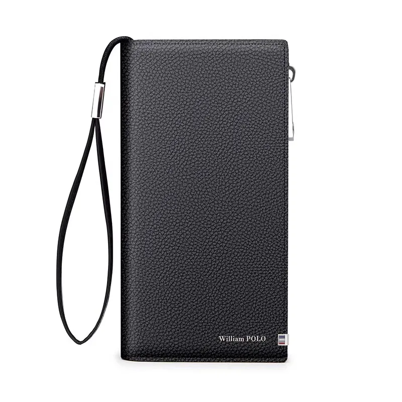 

Wallet Men's long leather 2024 new change clip zipper large capacity hand bag business card bag tide